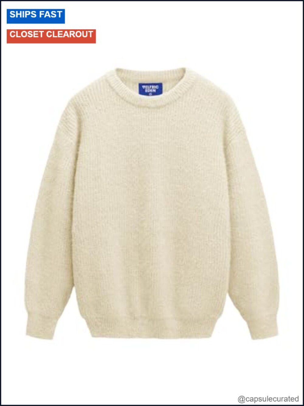 Oversized Mohair Furry Knit Sweater Crew Neck Pullover